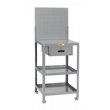 Little Giant Shop Desk, Mobile, Pegboard, Drawer, 22" x 24" PSR22243RBKDRPB